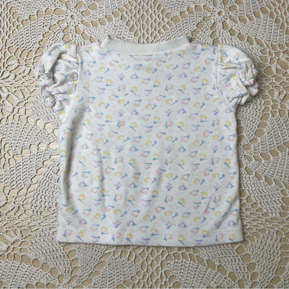 Vintage 1980s Girls 4t Floral Dainty Single Stitch Short Sleeve Shirt